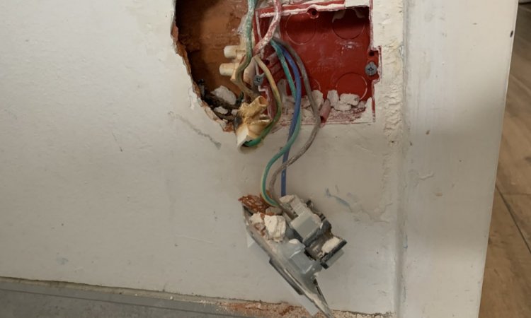 Trouvaille cachée dans la cloison suite à une panne sur une prise de courant (3)