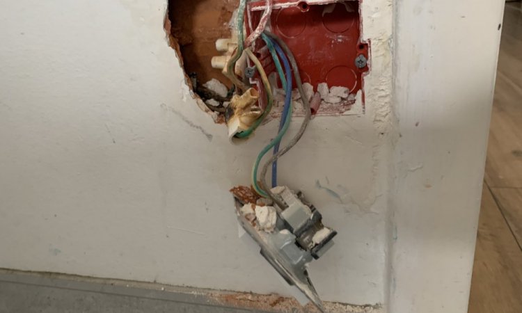 Trouvaille cachée dans la cloison suite à une panne sur une prise de courant (4)